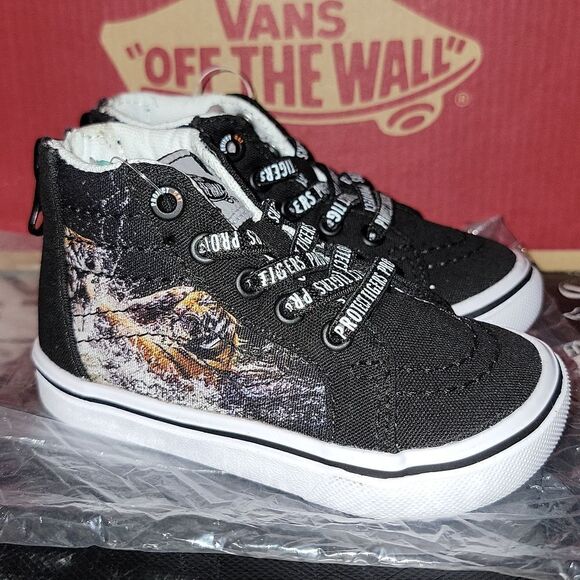 VANS Sk8-Hi Zip ProjectCAT Protect Tigers Discovery Rare ComfyCush Shoes Size 5 - Picture 2 of 11
